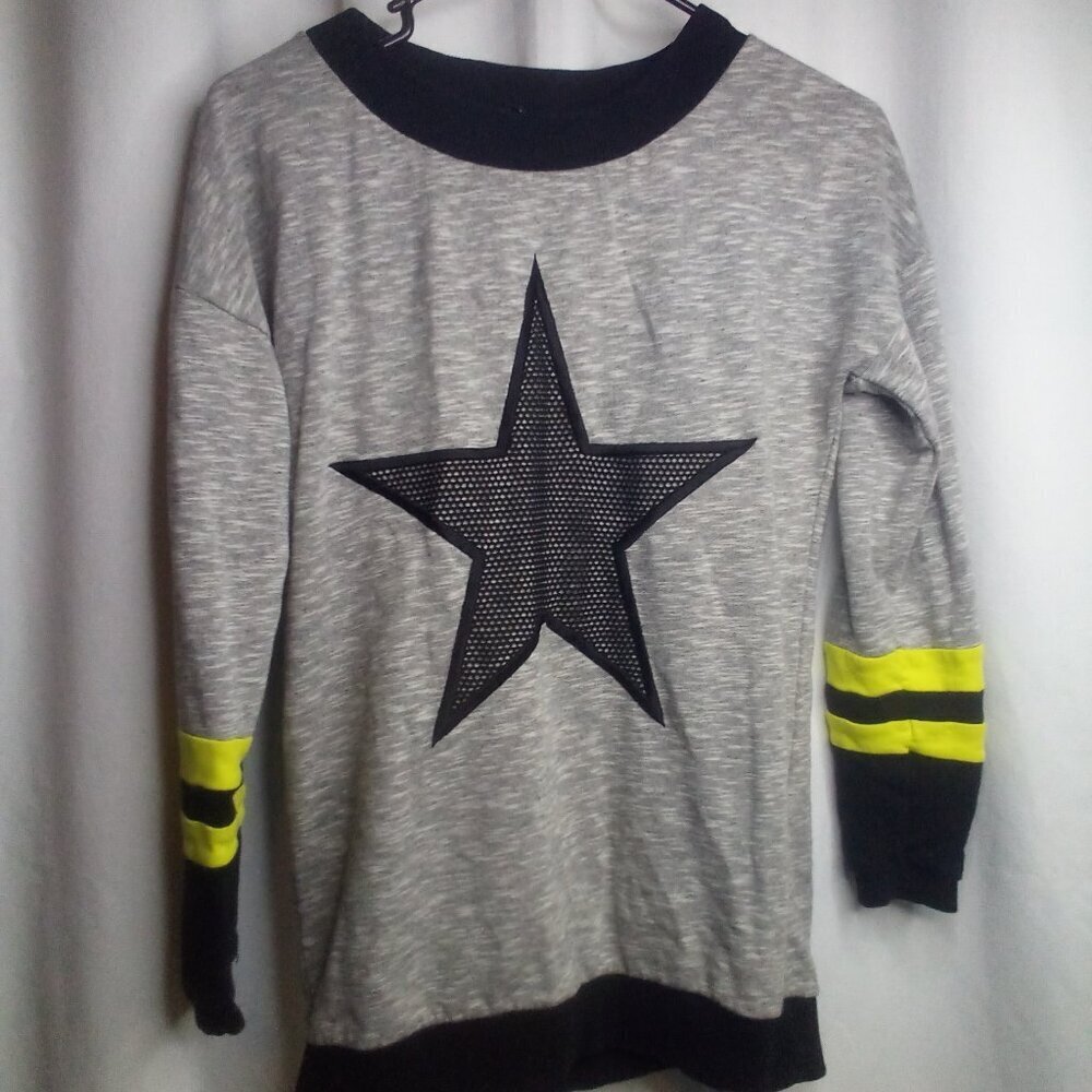Morgan Shirt Sweatshirt Women XS S Long Sleeve Star Gray Black Yellow